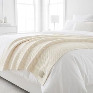 Love Your Melon Oversized Knit Throw Blanket Cream Made in USA